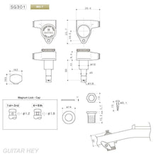 Load image into Gallery viewer, NEW Gotoh SG301-P7 MGT L3+R3 w/ PEARLOID Buttons Locking Tuners Set 3x3 - BLACK