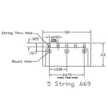 Load image into Gallery viewer, NEW Hipshot 5A500AB 5-String A Style Aluminum Bass Bridge .669&quot; Spacing - BLACK