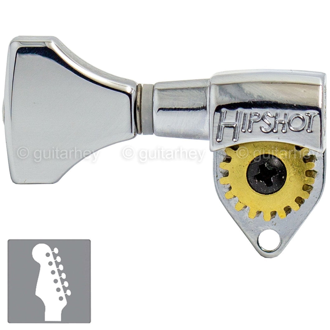 NEW Hipshot Classic Open-Gear 6 in line STAGGERED Tuners LEFT HANDED - CHROME