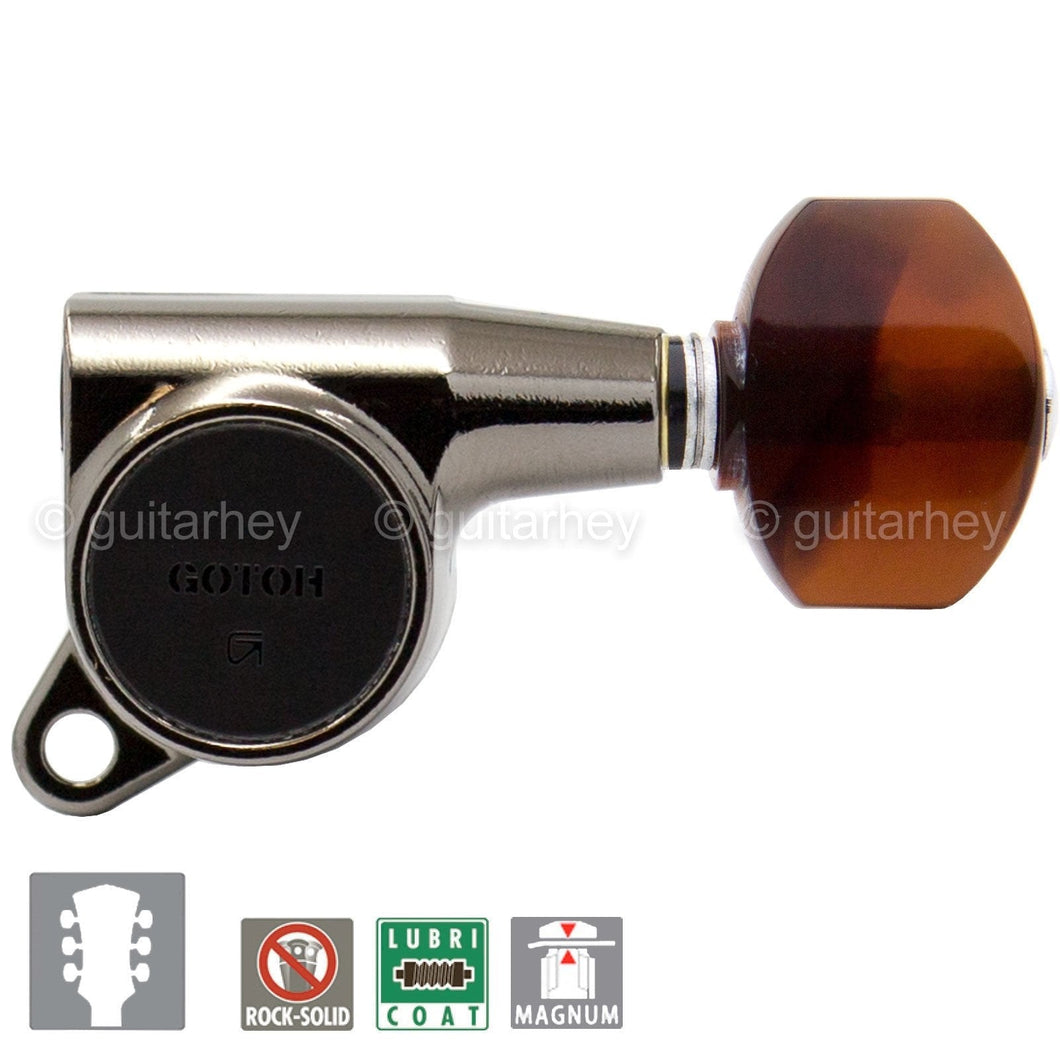 NEW Gotoh SG381 MG Magnum LOCKING Tuners TORTOISE Buttons Keys 3X3 - COSMO BLACK