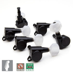 NEW Gotoh SG381 Tuners Set 6 in line Keys PEARLOID Buttons Right Hand - BLACK