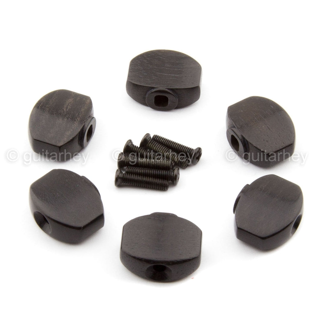 NEW (6) EBONY WOOD Buttons for GOTOH Guitar Tuning Keys w/ Screws