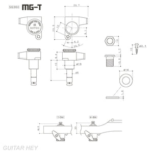 NEW Gotoh SG360-M07 MGT 6 In-Line MAGNUM Locking IVORY STYLE Buttons COSMO BLACK