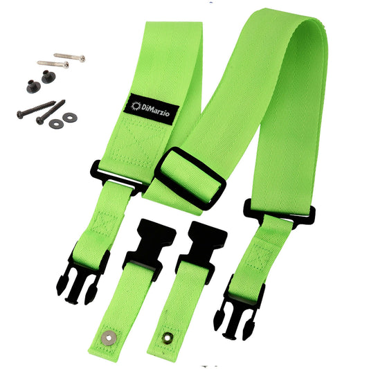 NEW DiMarzio DD2200GN 2 Inch Nylon ClipLock Guitar Strap Quick Release - GREEN