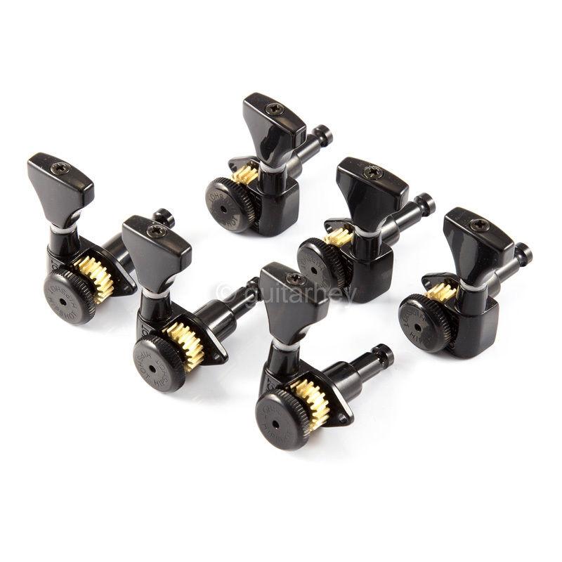 NEW Hipshot 6K2GL0B Guitar Tuner Upgrade Kit 3+3 Grip-Lock Open-Gear 3x3 BLACK