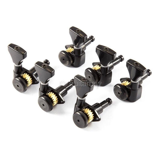 NEW Hipshot 6K2GL0B Guitar Tuner Upgrade Kit 3+3 Grip-Lock Open-Gear 3x3 BLACK