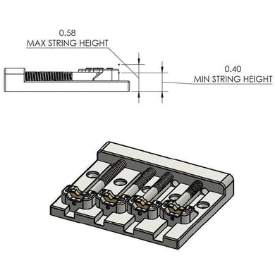 NEW Hipshot 5K400B KickAss Bass Bridge 4-String Retrofits Badass Bass - BLACK