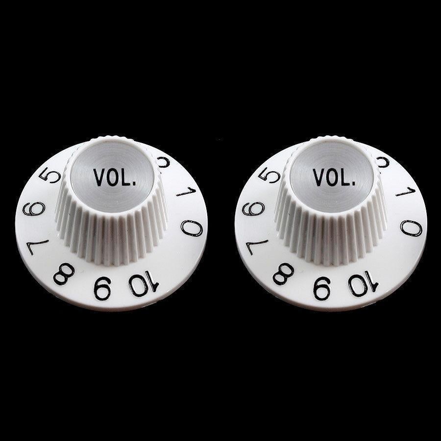 NEW (2) Witch Hat VOLUME Knobs For USA Split Shaft Pots Gibson Epiphone - WHITE