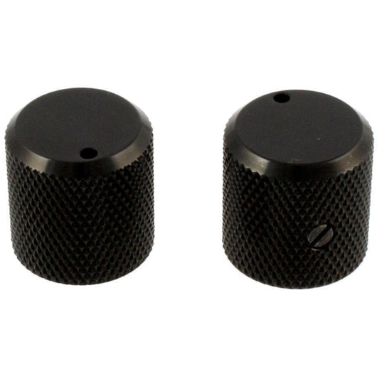 NEW (2) Metal Guitar/Bass Knobs With Indicator & Set Screw Made in Japan - BLACK