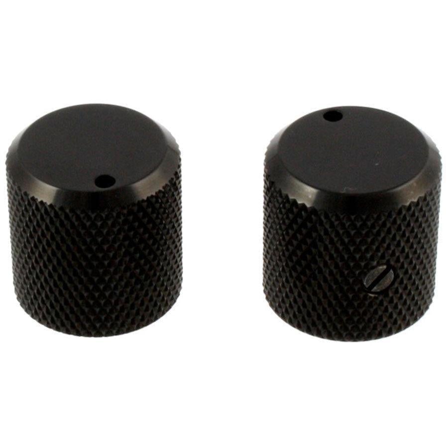 NEW (2) Metal Guitar/Bass Knobs With Indicator & Set Screw Made in Japan - BLACK