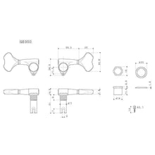 Load image into Gallery viewer, Gotoh GB350 RES-O-LITE Aluminum Bass 4-String Tuning Keys L2+R2 Set 2x2 - GOLD