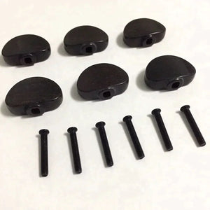 NEW (6) Large EBONY Tuning Key Buttons & Screws Grover 102, 205 & Hipshot Tuners