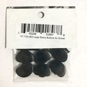NEW (6) Large EBONY Tuning Key Buttons & Screws Grover 102, 205 & Hipshot Tuners