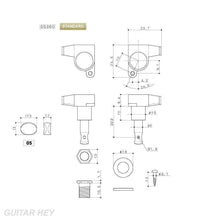 Load image into Gallery viewer, Gotoh SG360-05 Set 6 In-Line Schaller Style Mini Tuners Tuning Keys COSMO BLACK