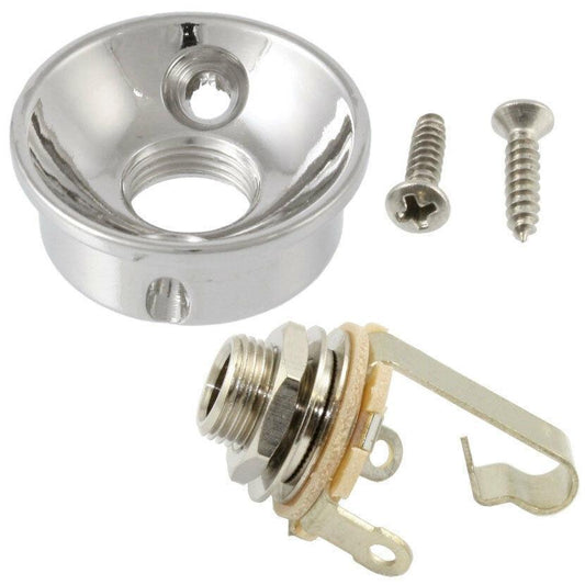 NEW Electrosocket Round Retrofit Tele Jack CHROME + Switchcraft #11 Input 1/4"