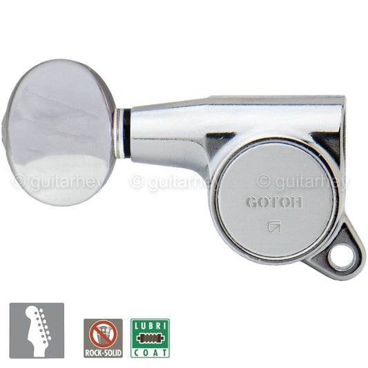 NEW Gotoh SG381-05 R6 Set 6 in line Mini Tuners OVAL Button LEFT HANDED - CHROME