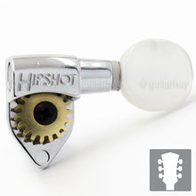 Load image into Gallery viewer, NEW Hipshot Classic Tuner OVAL PEARLOID Buttons w/ UMP Plates Kit 3x3 - CHROME