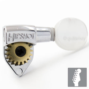 NEW Hipshot 6 in Line STAGGERED Classic OVAL PEARLOID Buttons w/ Plates - CHROME