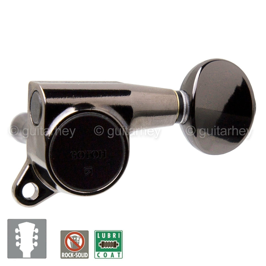 NEW Gotoh SG381-05 Genuine Japan Tuners w/ OVAL Buttons Keys Set 3x3 COSMO BLACK