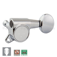 Load image into Gallery viewer, NEW Gotoh SG381-05 Sealed Tuners L3+R3 Set Keys Small Oval Button 3x3 - CHROME