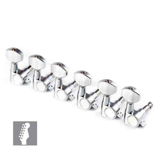 Hipshot 6K1EN0C Mini Tuners Classic 6-In-Line Non-Staggered Closed-Gear - CHROME