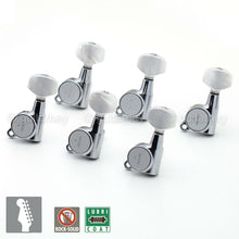 Load image into Gallery viewer, NEW Gotoh SG381-P7 Set 6 in line PEARLOID Buttons w/ Screws LEFT HANDED - CHROME