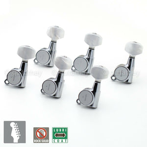 NEW Gotoh SG381-P7 Set 6 in line PEARLOID Buttons w/ Screws LEFT HANDED - CHROME