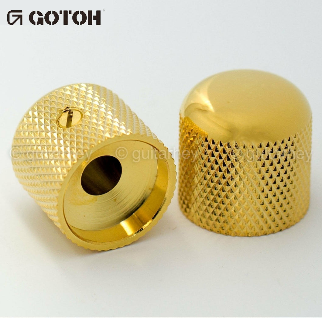 NEW (2) Gotoh VK1-18 - Control Knob DOME - Bass, Guitar, 6mm ID - METAL - GOLD