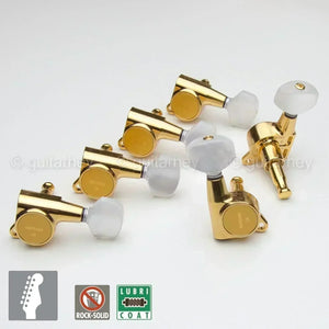 NEW Gotoh SG381 Tuners Set 6 in line Keys PEARLOID Buttons Right Hand - GOLD