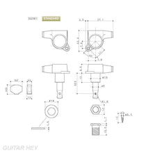 Load image into Gallery viewer, NEW Gotoh SG381 Tuners Set 6 in line Keys PEARLOID Buttons Right Hand - GOLD