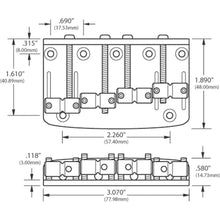 Load image into Gallery viewer, Gotoh 203B-4 Bass Bridge 4-Strings Precision Jazz for Fender P Jazz Bass CHROME