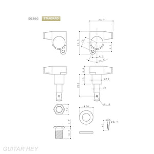 NEW Gotoh SG360 L3+R3 Mini Tuners w/ TORTOISE Buttons 3x3 - GOLD