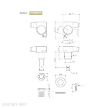 Load image into Gallery viewer, NEW Gotoh SG360-05P1 L3+R3 Mini Tuners w/ OVAL PEARLOID Buttons 3x3 - GOLD