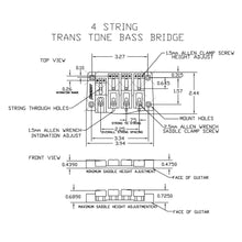 Load image into Gallery viewer, NEW Hipshot 4-String TransTone Bass Bridge Flat Mount .750&quot; Spacing - CHROME