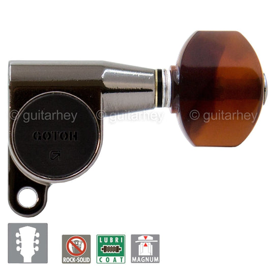 NEW Gotoh SG360 MG Magnum Locking L3+R3 TORTOISE Buttons Set 3x3 - COSMO BLACK