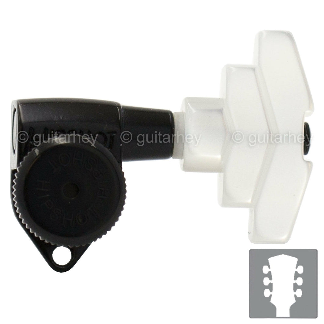 NEW Hipshot Grip-Lock Open-Gear w/ White Pearl IMPERIAL Buttons 3x3 - BLACK