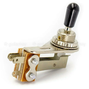 NEW Right Angle 3-Way Toggle Switch for 2-Pickups - Made in Japan - BLACK KNOB