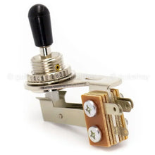 Load image into Gallery viewer, NEW Right Angle 3-Way Toggle Switch for 2-Pickups - Made in Japan - BLACK KNOB