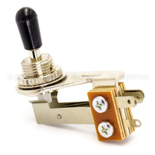 Load image into Gallery viewer, NEW Right Angle 3-Way Toggle Switch for 2-Pickups - Made in Japan - BLACK KNOB
