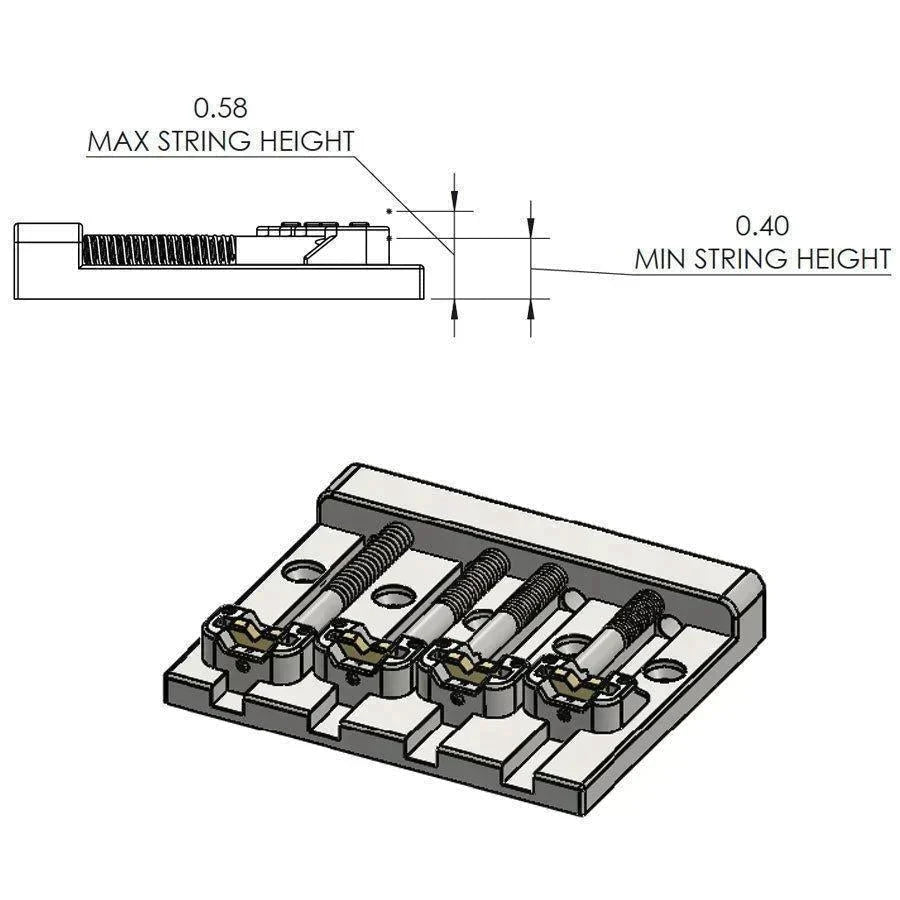 NEW Hipshot 5K400N KickAss Bass Bridge 4-String Retrofits Badass Bass - NICKEL