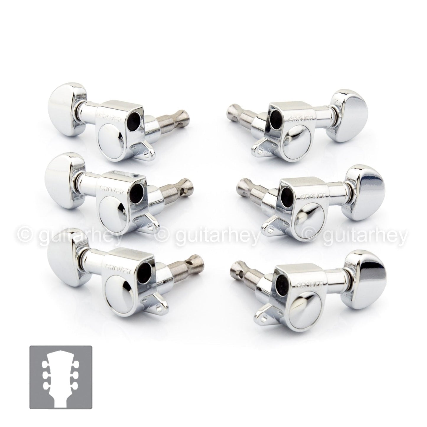 NEW Grover Mini Rotomatic Tuners L3+R3, 205C Tuning Keys Pegs 3x3 - CHROME