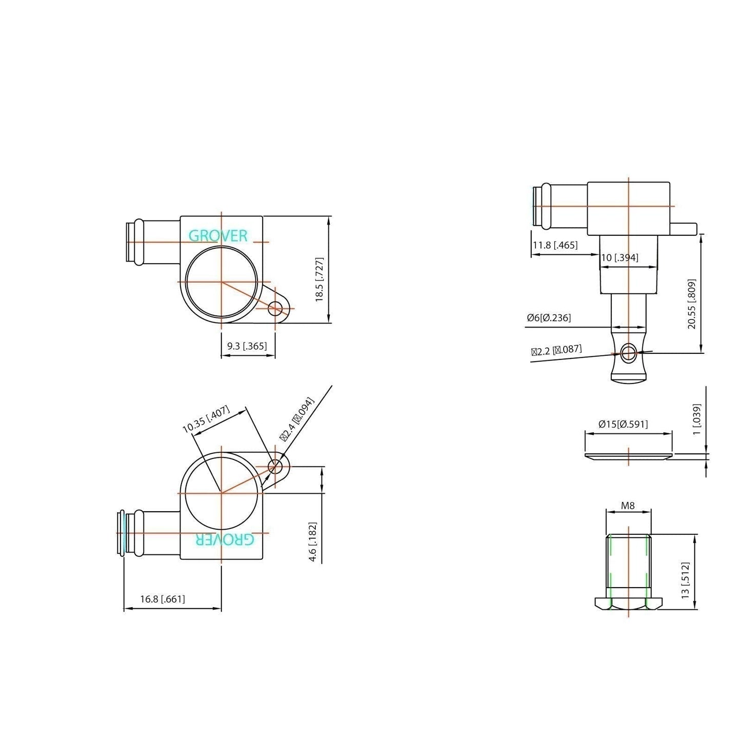 NEW Grover 205C Mini Rotomatic L3+R3 Tuners WHITE PEARLOID Buttons 3x3 - CHROME