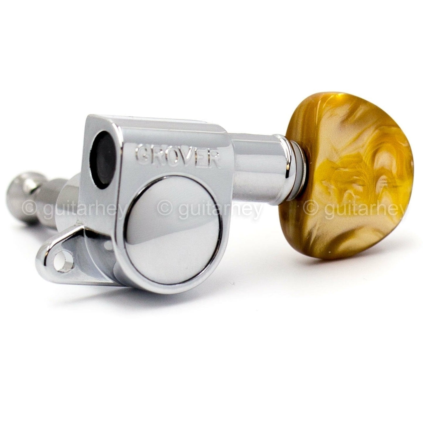 NEW Grover 205C Mini Rotomatic L3+R3 Tuners SET w/ AMBER Buttons 3x3 - CHROME