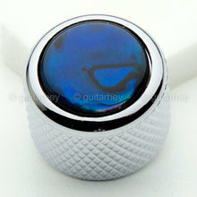 Load image into Gallery viewer, NEW (1) Q-Parts Guitar Knob Chrome with BLUE ABALONE SHELL on Dome KCD-0002