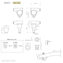 Load image into Gallery viewer, NEW Gotoh SG301-04 MG MAGNUM LOCK Locking Tuners Keystone keys 3X3 - COSMO BLACK