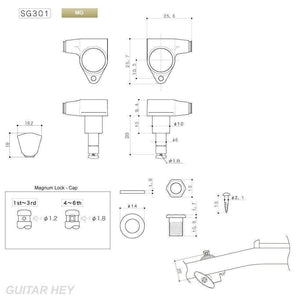 NEW Gotoh SG301-04 MG MAGNUM LOCK Locking Tuners Keystone keys 3X3 - COSMO BLACK