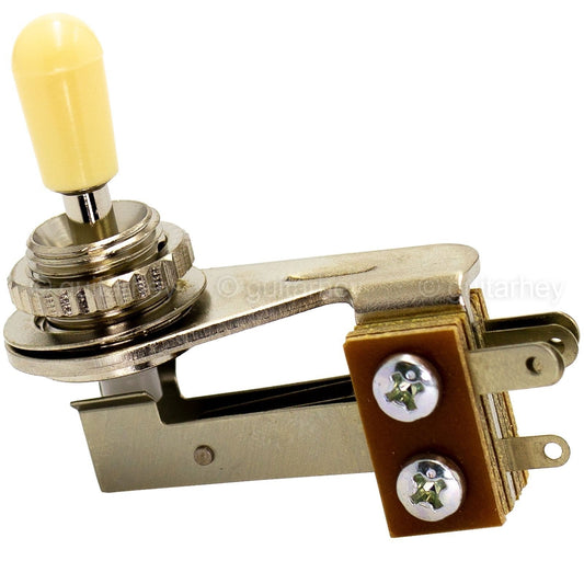 NEW Right Angle 3-Way Toggle Switch for 2-Pickups - Made in Japan - IVORY KNOB