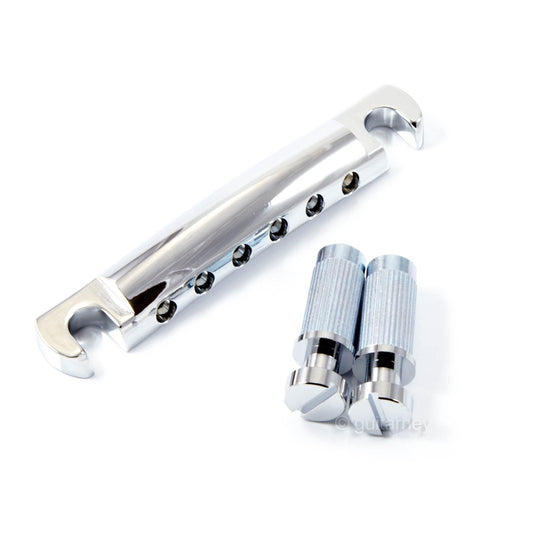 NEW GOTOH GE101A Aluminum Stop Tailpiece w/ Metric Studs Import Guitars - CHROME