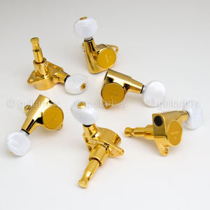 NEW Gotoh SG301-05P1 Tuning Keys w/ Oval White Pearloid Buttons Set 3x3 - GOLD