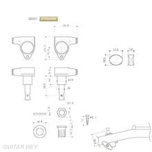 Load image into Gallery viewer, NEW Gotoh SG301-05P1 Tuning Keys w/ Oval White Pearloid Buttons Set 3x3 - GOLD